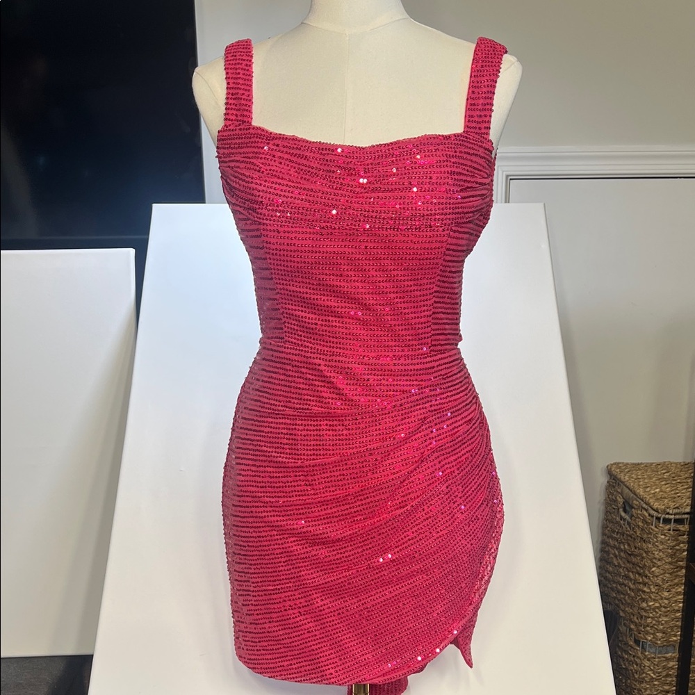 Dazzling Pink Sequin Mini Dress